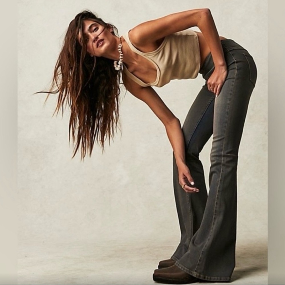 Free People Flared Gray Jeans
